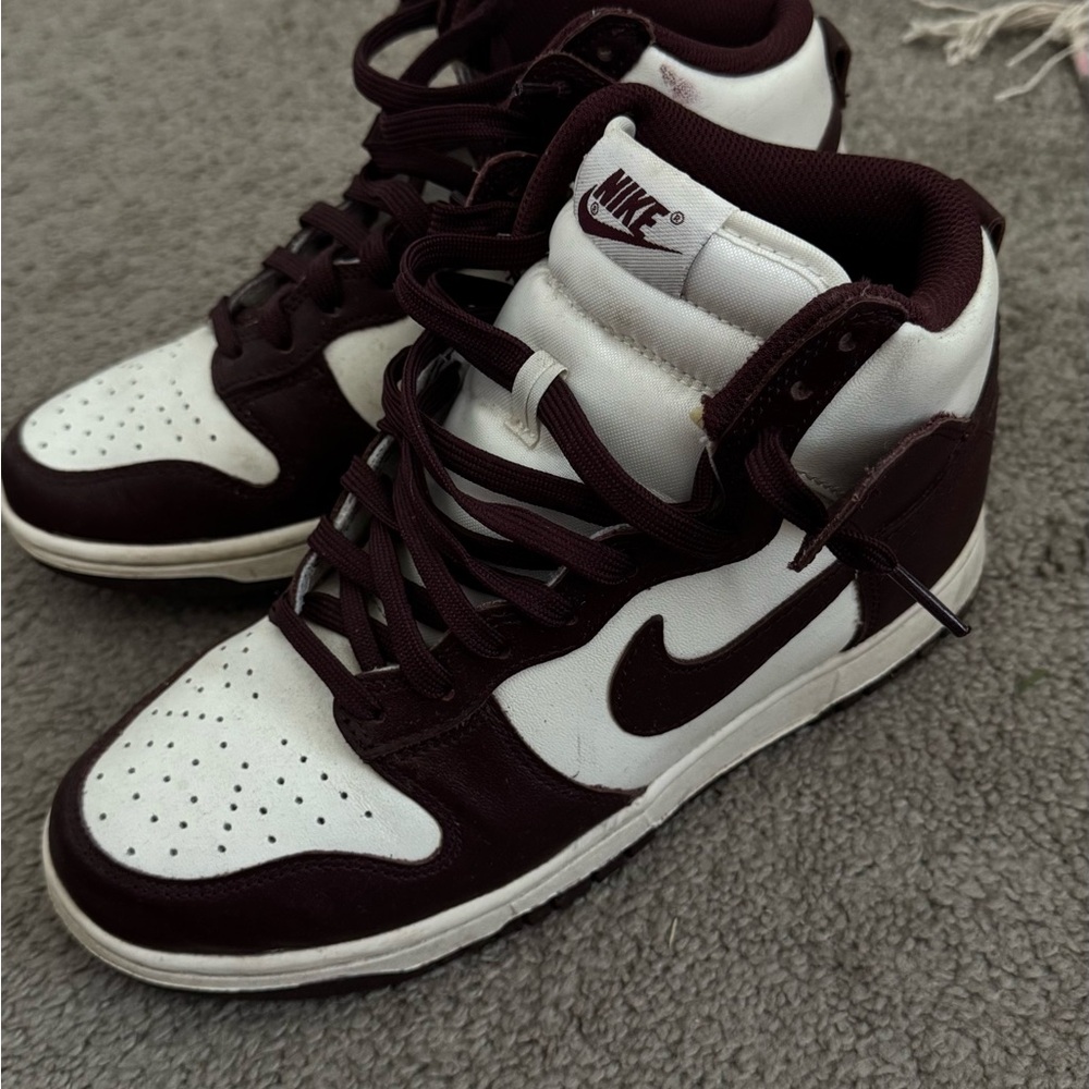 Nike Burgundy and White High-Top Sneakers